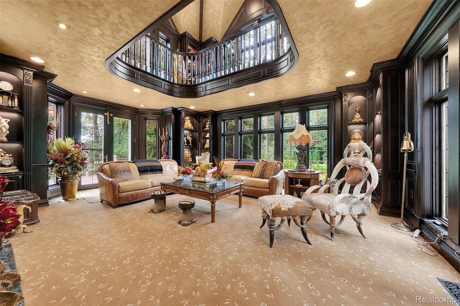 24K gold leaf cathedral ceiling great room inside 5621 Arbor Bay Ct Brighton MI