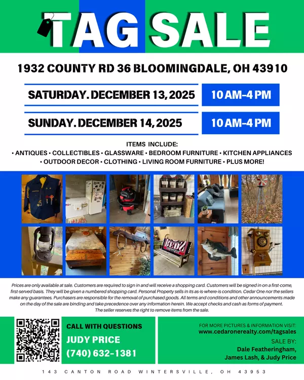 TAG SALE: 1932 County Rd 36, Bloomingdale, OH 43910