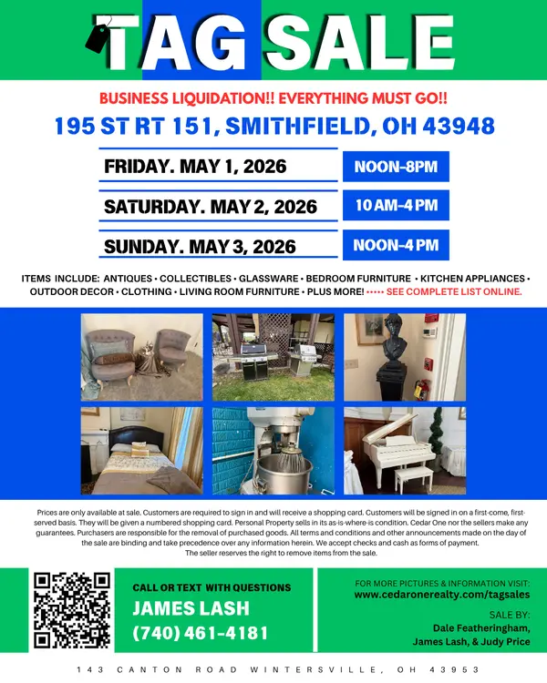 TAG SALE : 95 St Rt 151, Smithfield, OH 43948