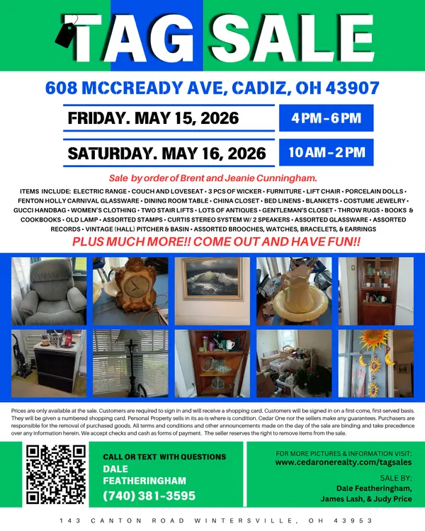 TAG SALE: 608 McCready Ave, Cadiz, OH 43907