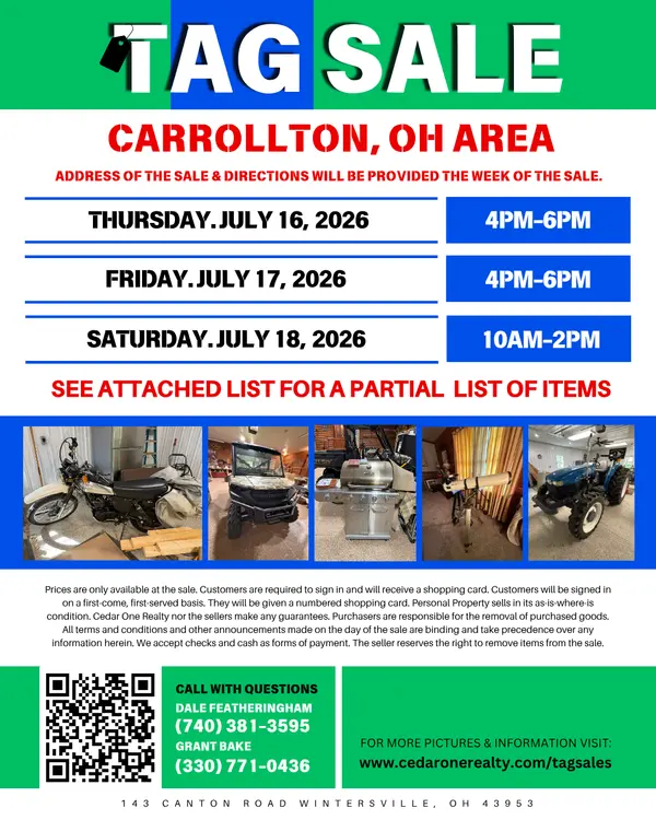 TAG SALE - CARROLLTON, OH AREA