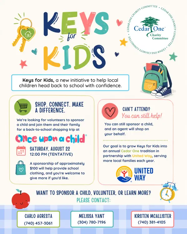 feature image of Cedar One Charity Committee &amp; The United Way introduce The Keys for Kids Initiative