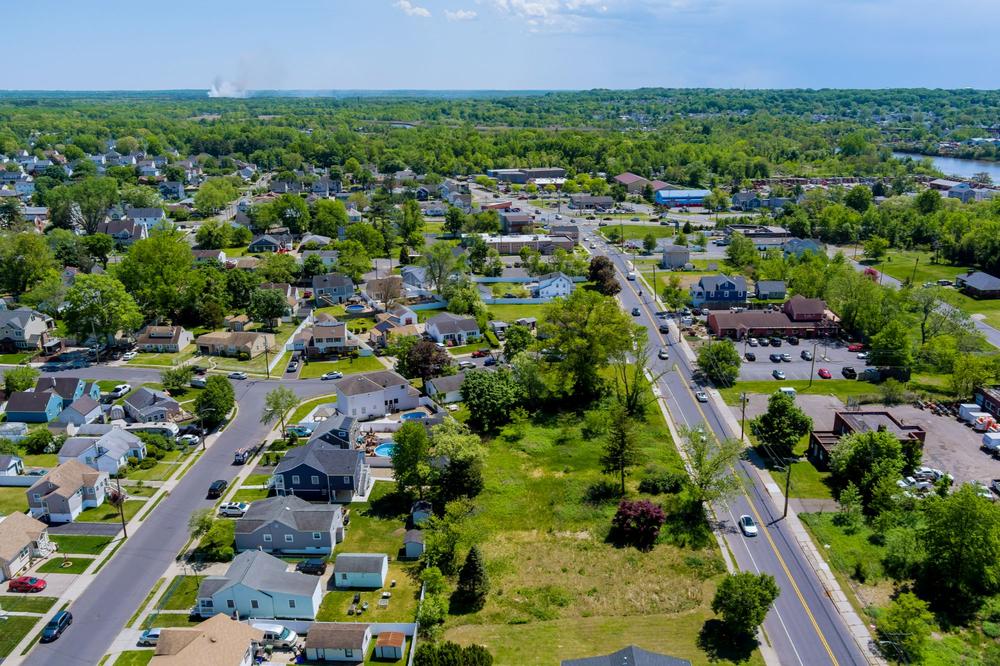 Aerial view of a Central Suffolk residential area