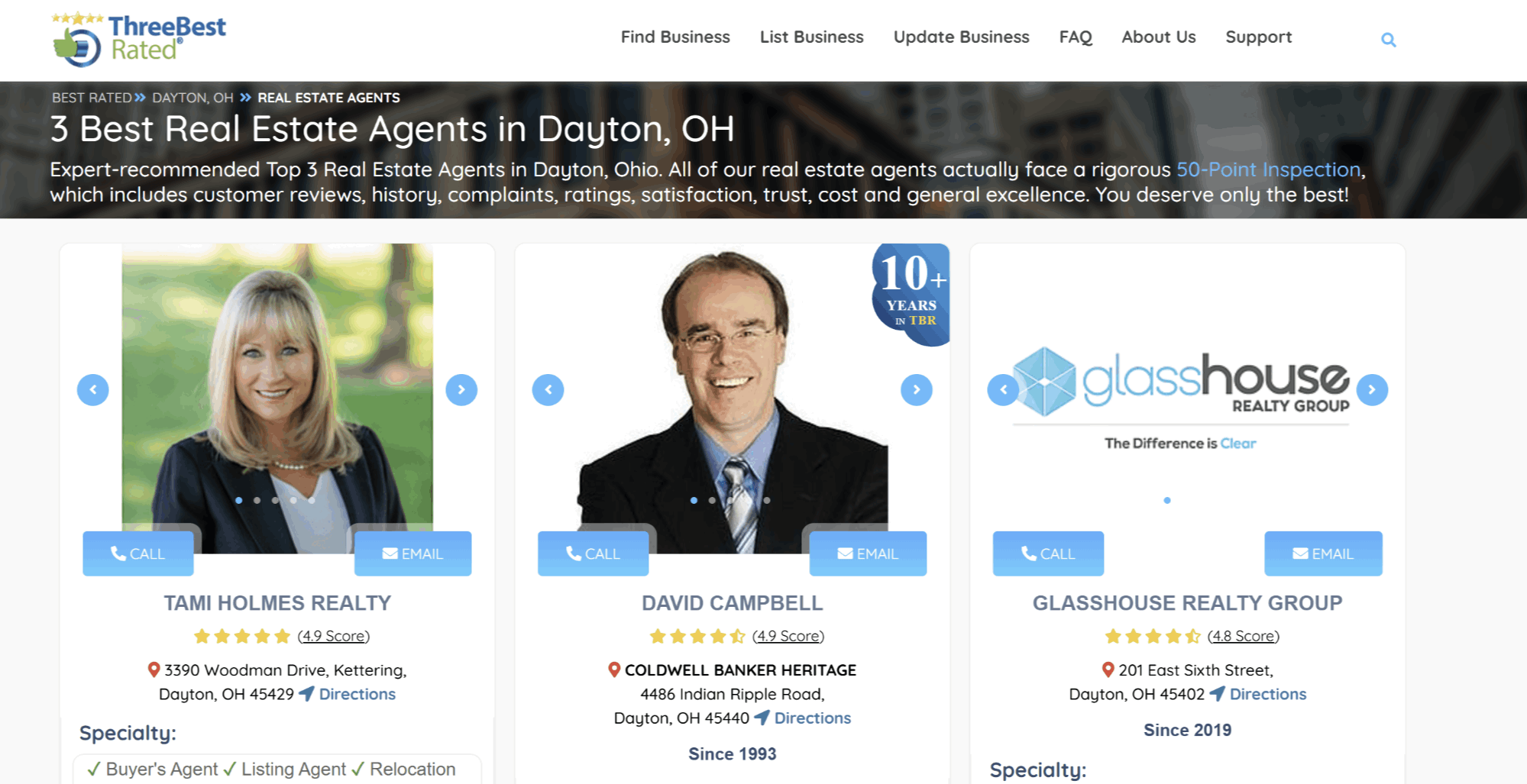 3 Best Real Estate Agents in Dayton, OH image showing David Campbell, Tami Holmes and Glasshouse Realty.