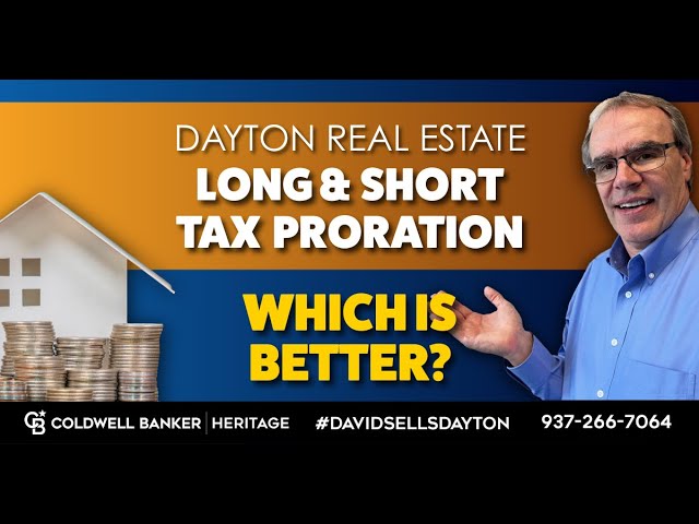 Graphic of David Campbell gesturing to words that read: "Dayton Real Estate Long & Short Tax Proration Which is Better?