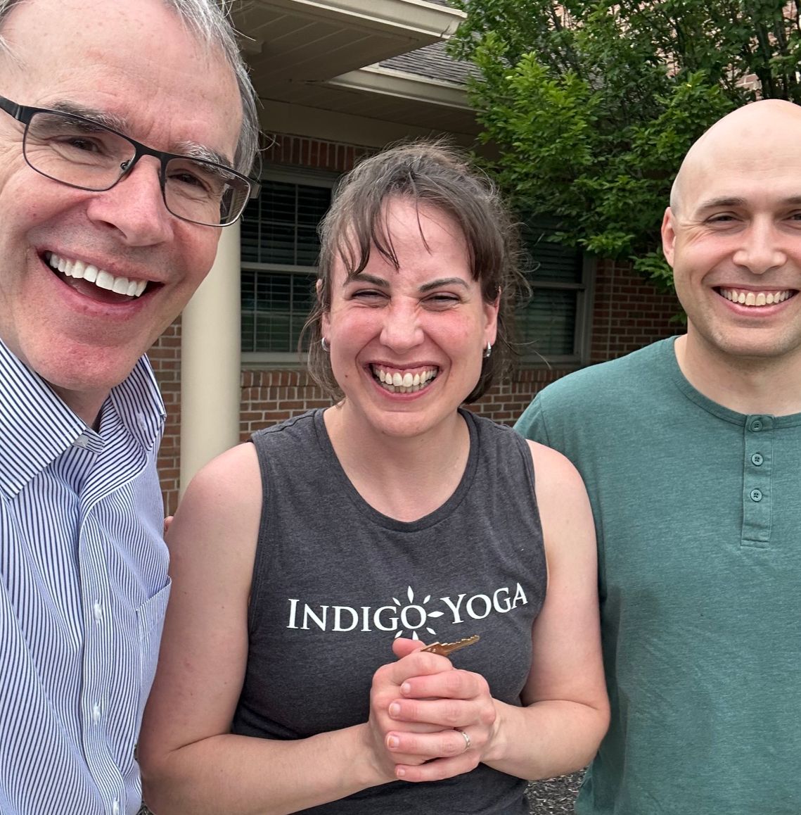 David Campbell, local Dayton Realtor, stands next to Chris and Elise after helping buy and sell a home in Bellbrook, Ohio.