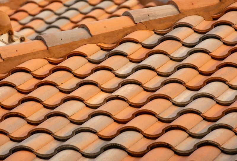 Barrel tile roof detail on a waterfront house in northeast Boca Raton