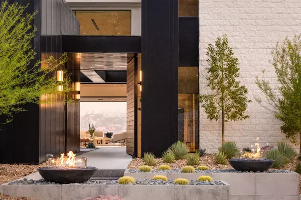 Custom modern estate in Ascaya, Henderson — featuring striking architectural design, earthy tones, and panoramic city views. Featured in the homepage slideshow of Las Vegas Real Estate Broker-Salesperson Ina Medina’s website.