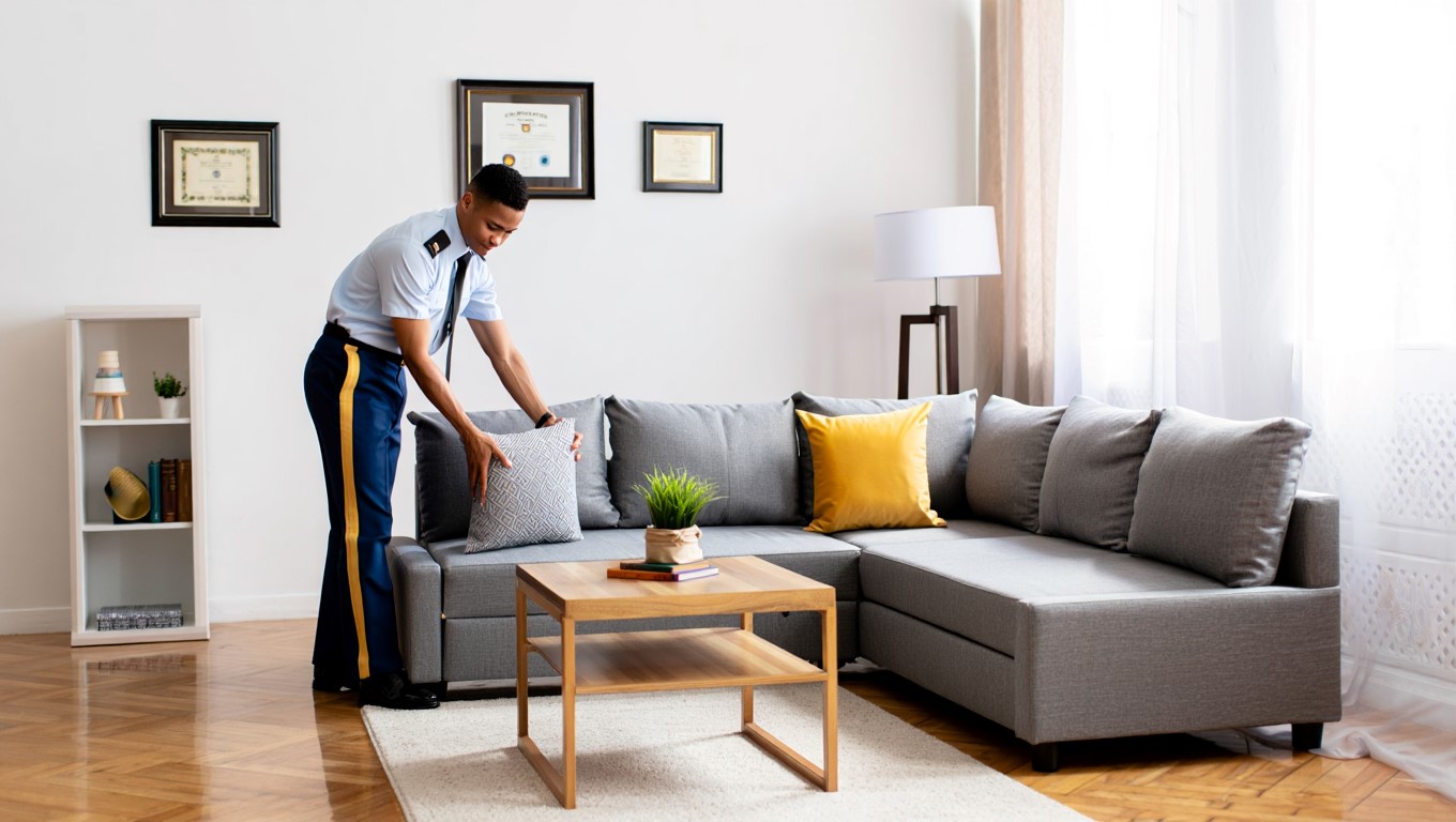 Military family staging their home neatly