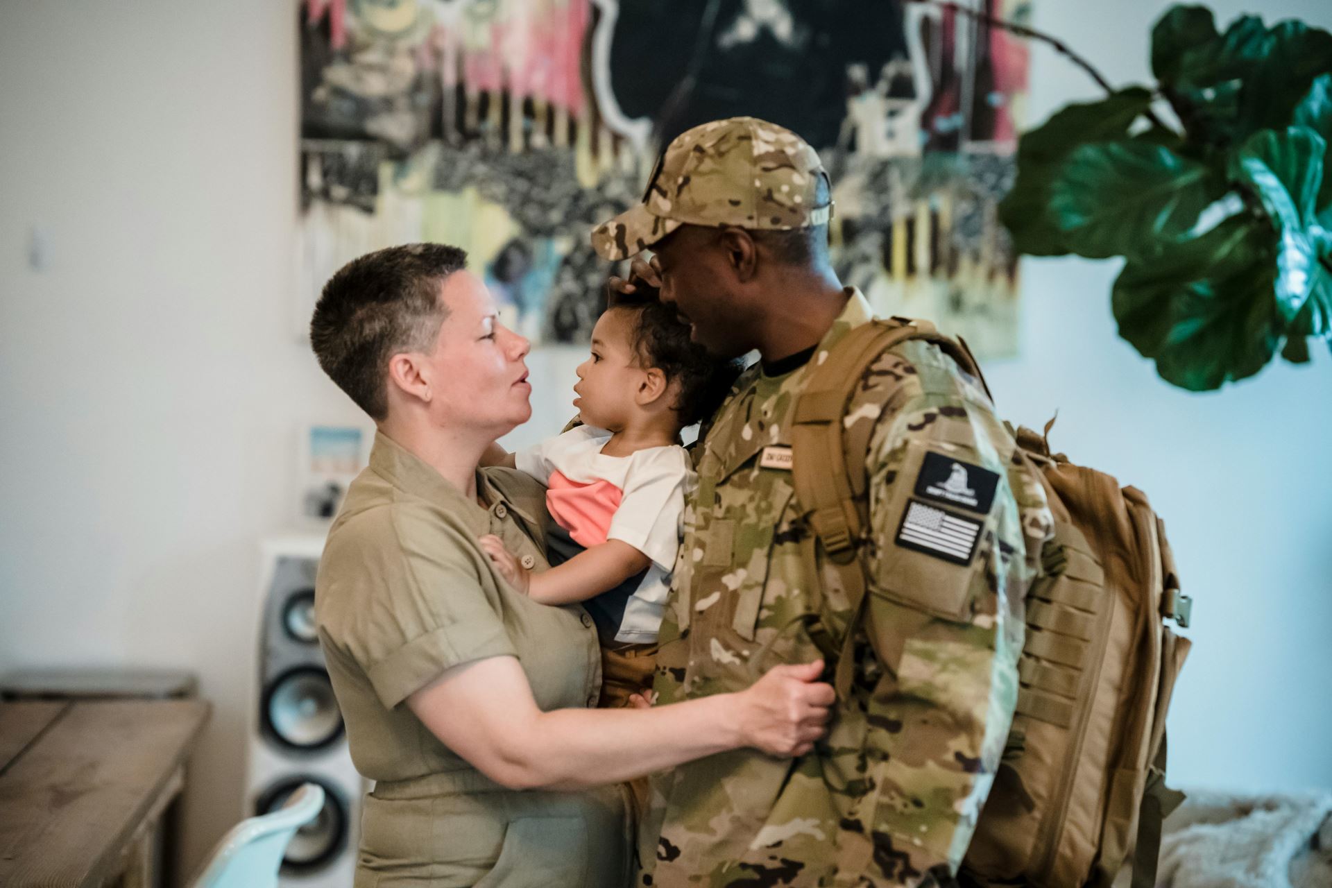 Happy military family in their San Antonio Home after purchasing with VA loan.
