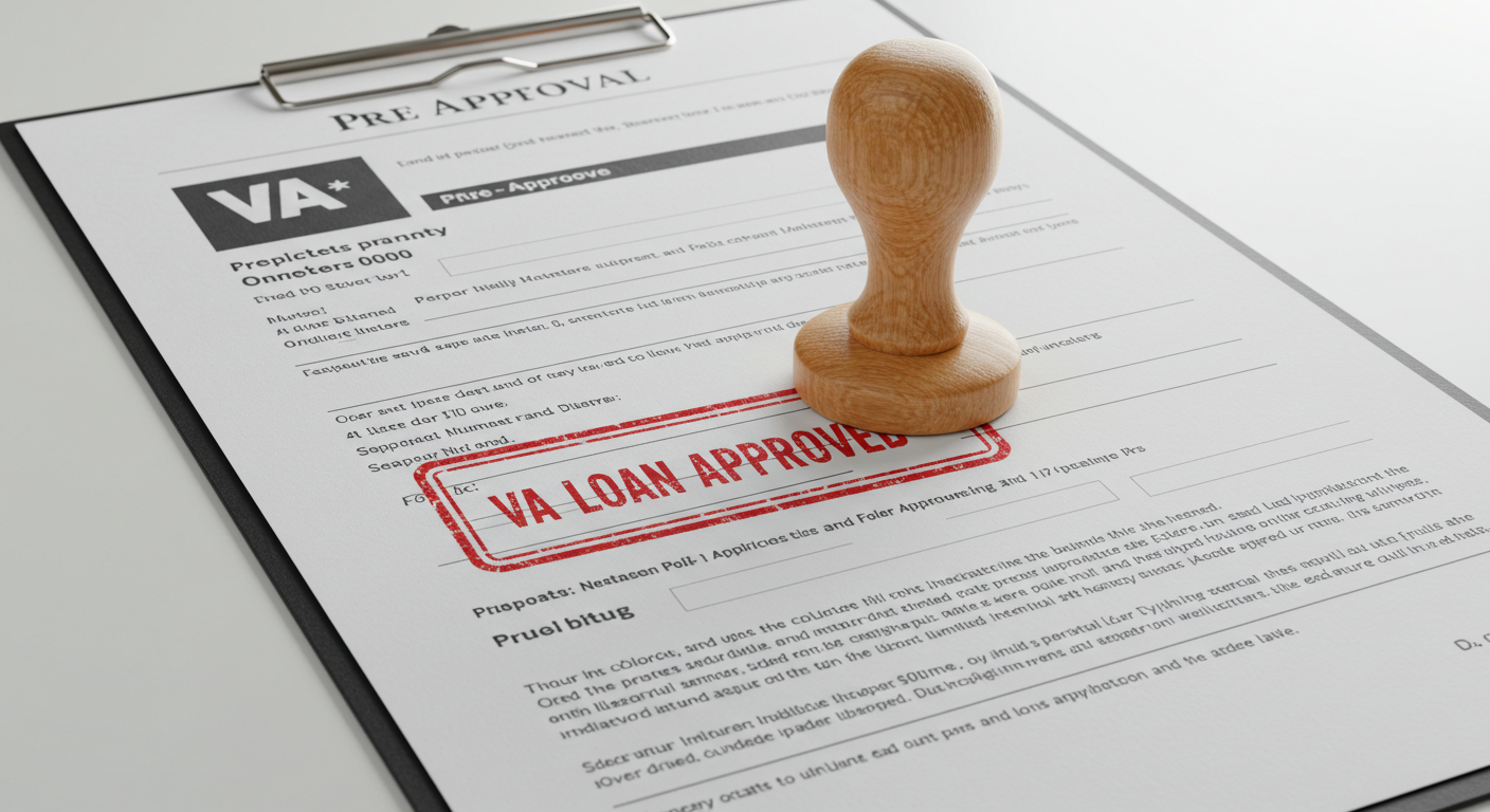 VA home loan pre-approval document with stamp of approval.