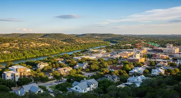 Scenic residential view in New Braunfels, Texas, with Hill Country surroundings