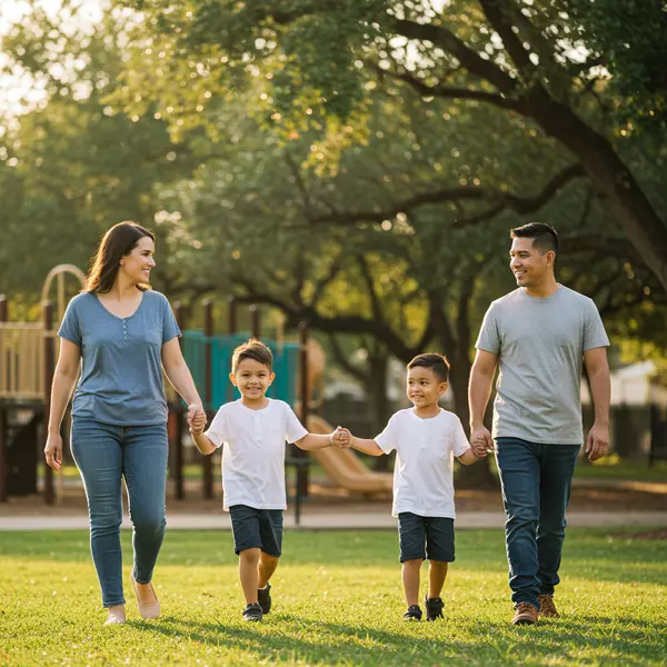 Military family enjoying neighborhood park near Randolph Air Force Base San Antonio