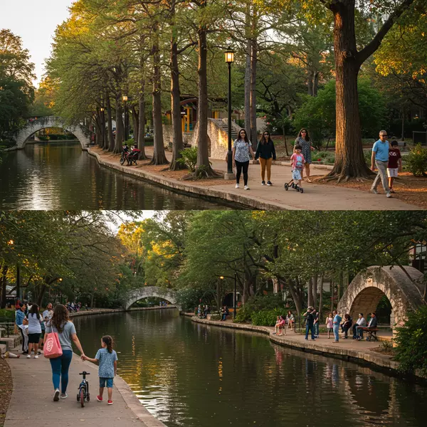 San Antonio Texas River Walk and family activities showcasing Military City USA lifestyle near Randolph Air Force Base