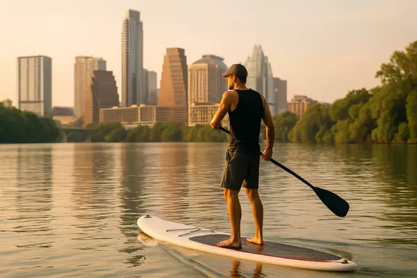 Paddleboarding at Sunrise
