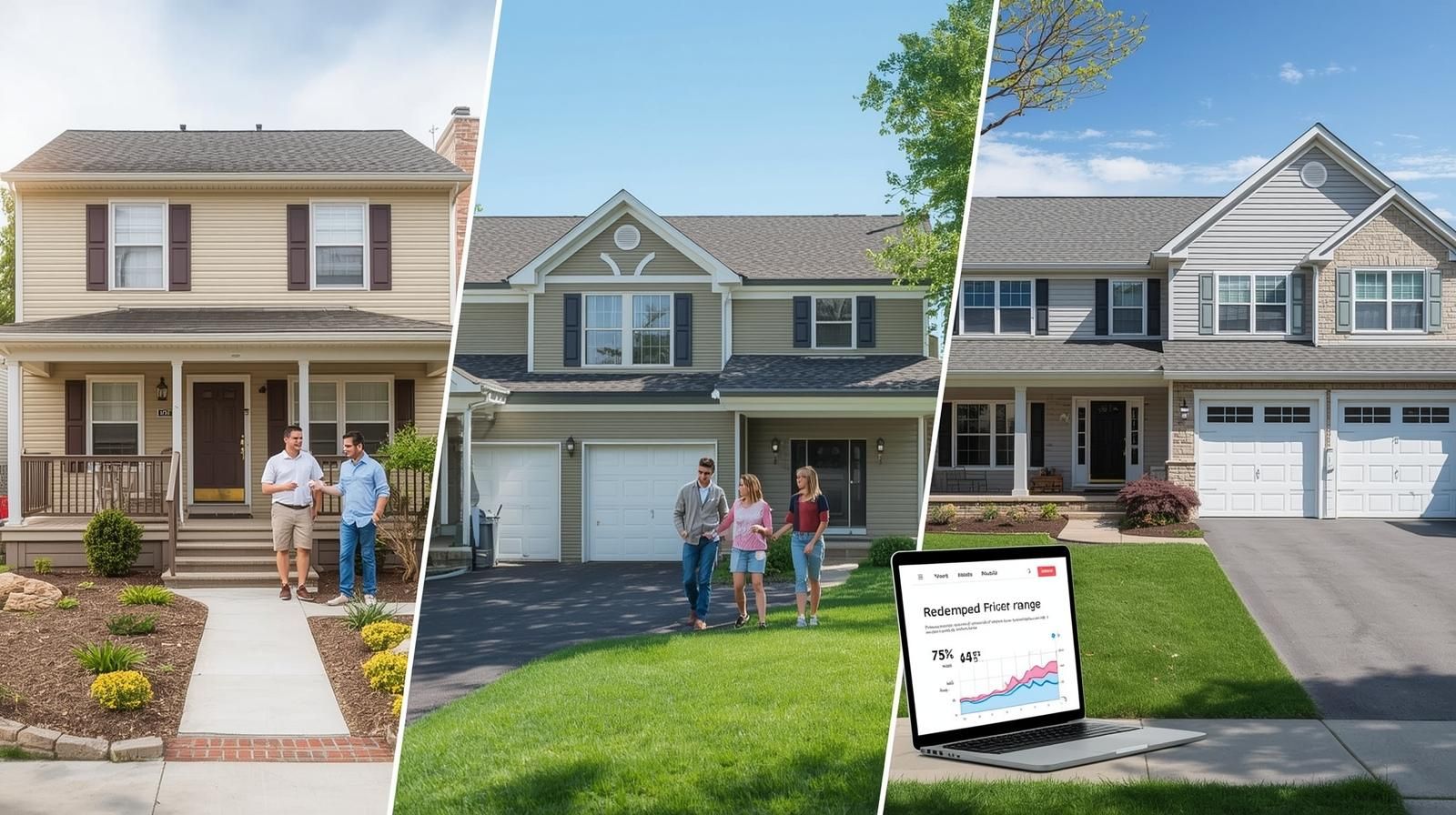 Different types of homes in Haledon NJ representing 2025 price ranges for New Jersey first-time home buyers, from affordable townhomes to larger family homes in North Haledon.