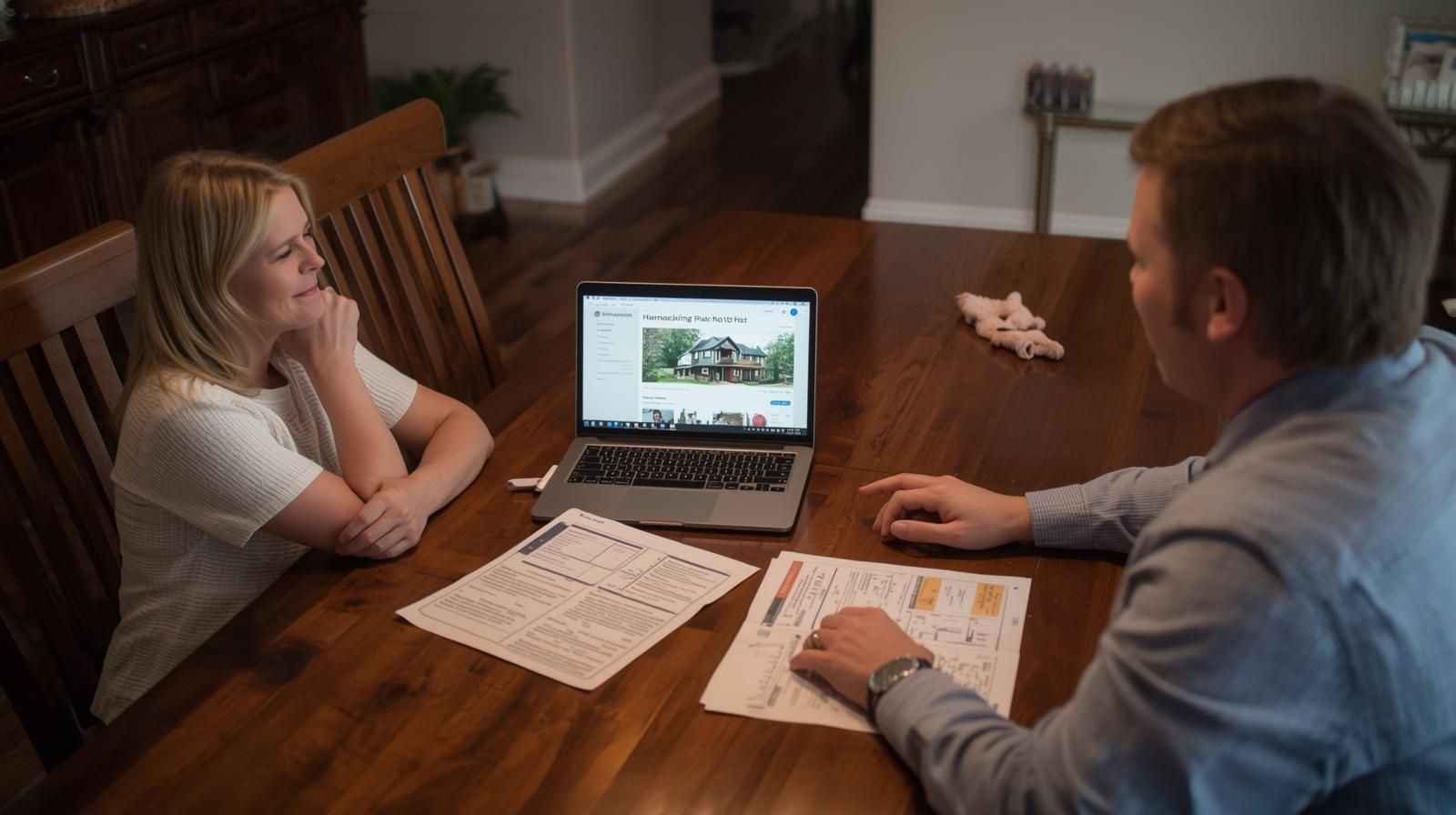 AI-Certified Realtor in Haledon NJ guiding a homeowner through the short sale process at the kitchen table.