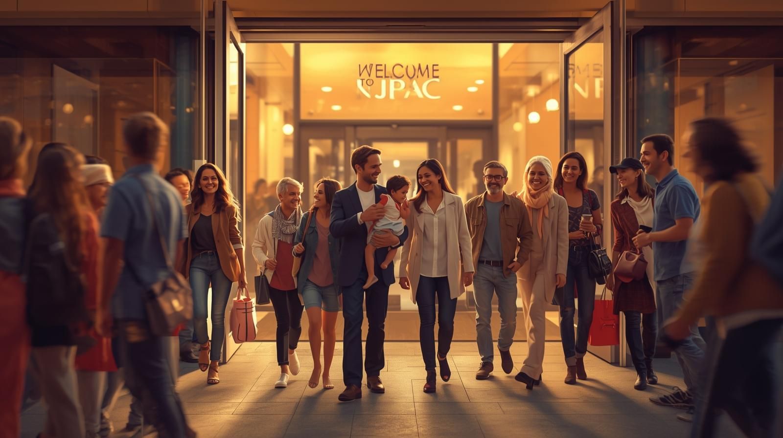 Families and friends arriving at NJPAC in Newark for an evening of music and community connection.