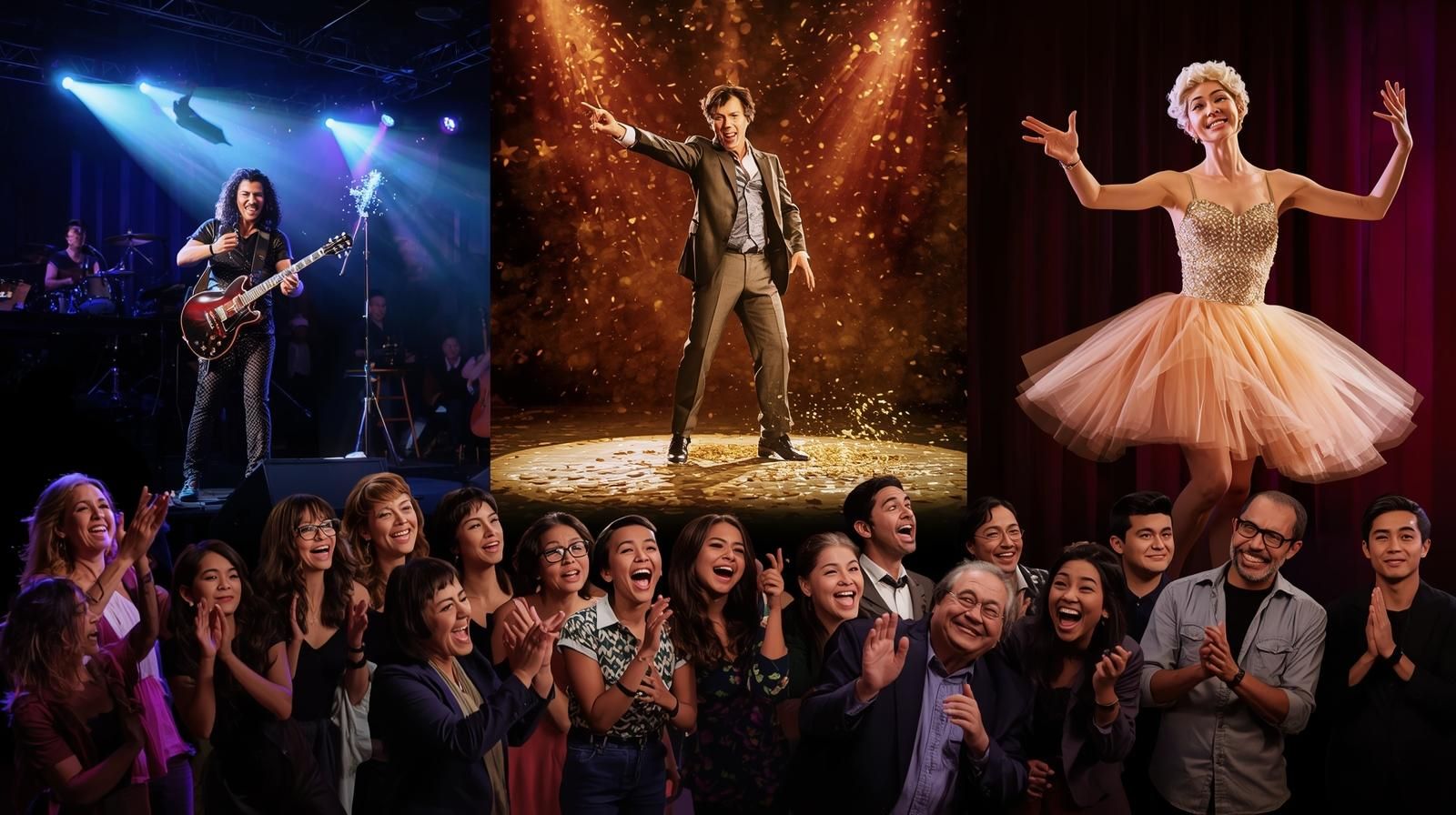 Audience enjoying live music, magic, and ballet performances at NJPAC in North Jersey.