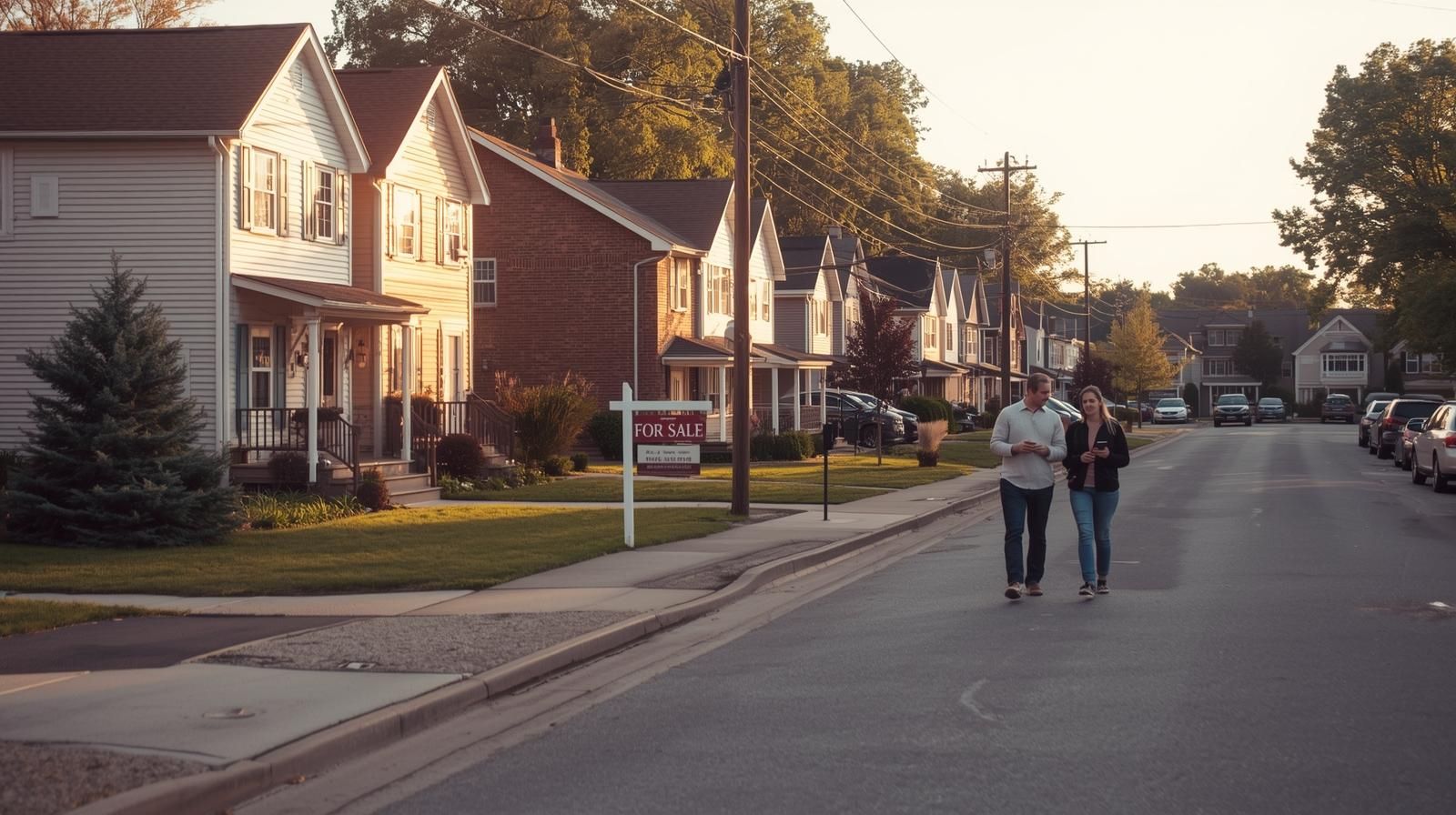 Prospect Park NJ affordable homes on quiet residential street showing steady 2025 housing market conditions for first-time home buyers.