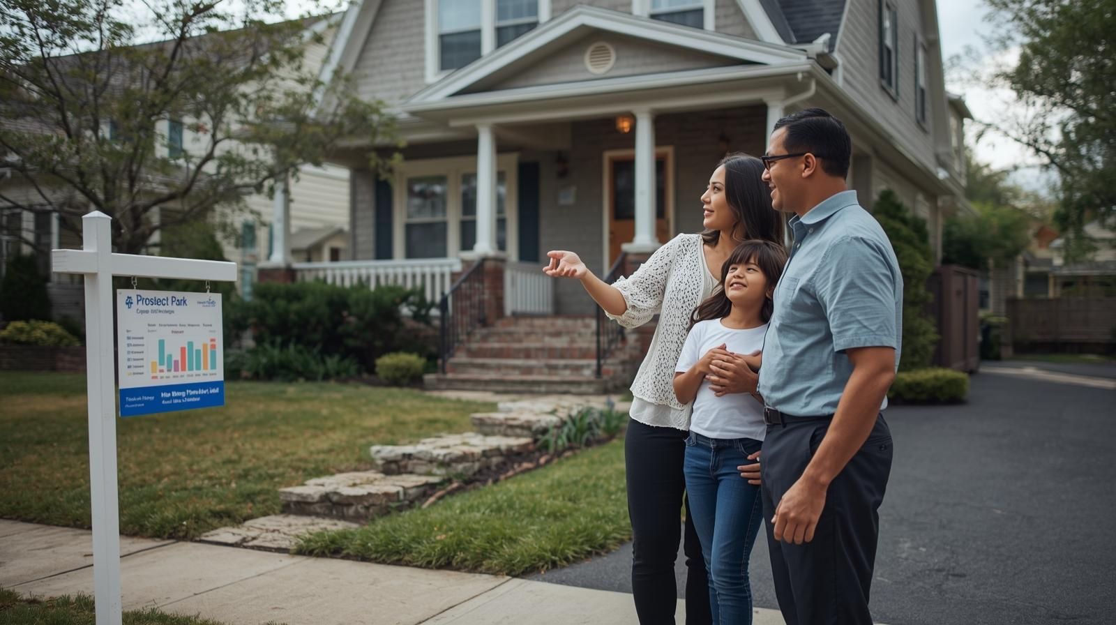 Realtor advising family in front of a Prospect Park NJ home during probate sale, illustrating how legal process and timing impact property value and market success.