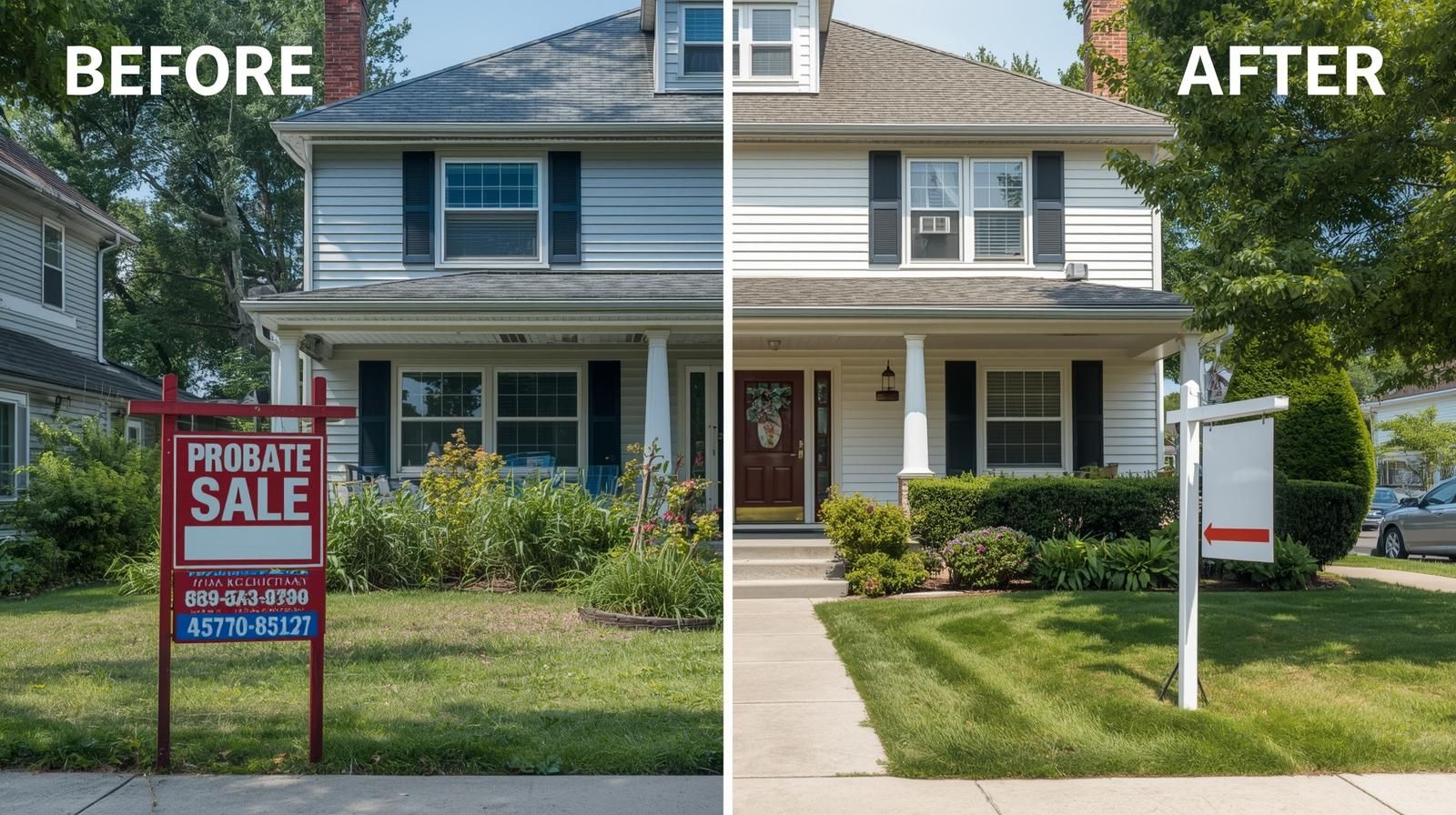 Before and after transformation of probate property in Prospect Park NJ purchased below market value and renovated into a profitable rental home by AI-Certified Realtor Johnny Rodriguez.