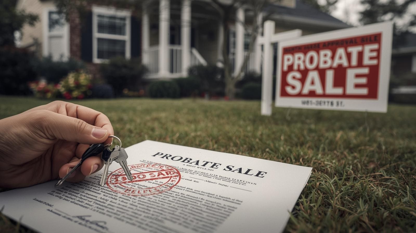 Probate property home for sale in Prospect Park NJ with court approval documents and house keys, representing affordable home opportunities for New Jersey first-time home buyers and investors.