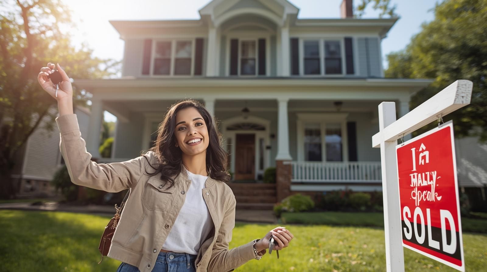 First-time home buyer celebrating closing on a short sale property in Prospect Park NJ with Realtor Johnny Rodriguez after six months of negotiations, gaining $35,000 in instant equity.