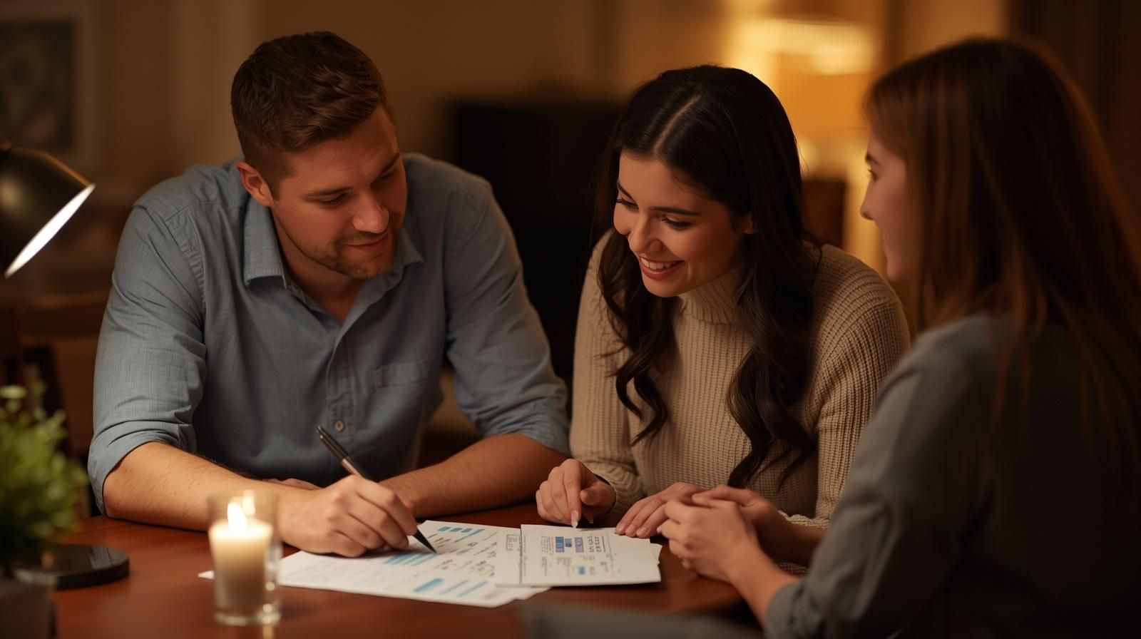 Couple discussing home loan pre-approval in North Haledon NJ with a local Realtor.