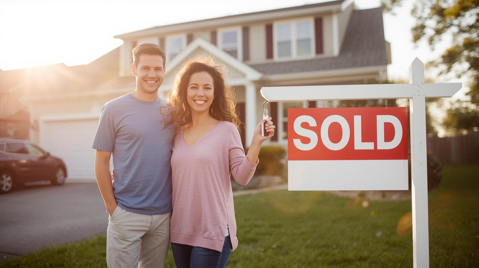 Realtor standing with North Haledon homeowner celebrating successful short sale and fresh start after avoiding foreclosure.