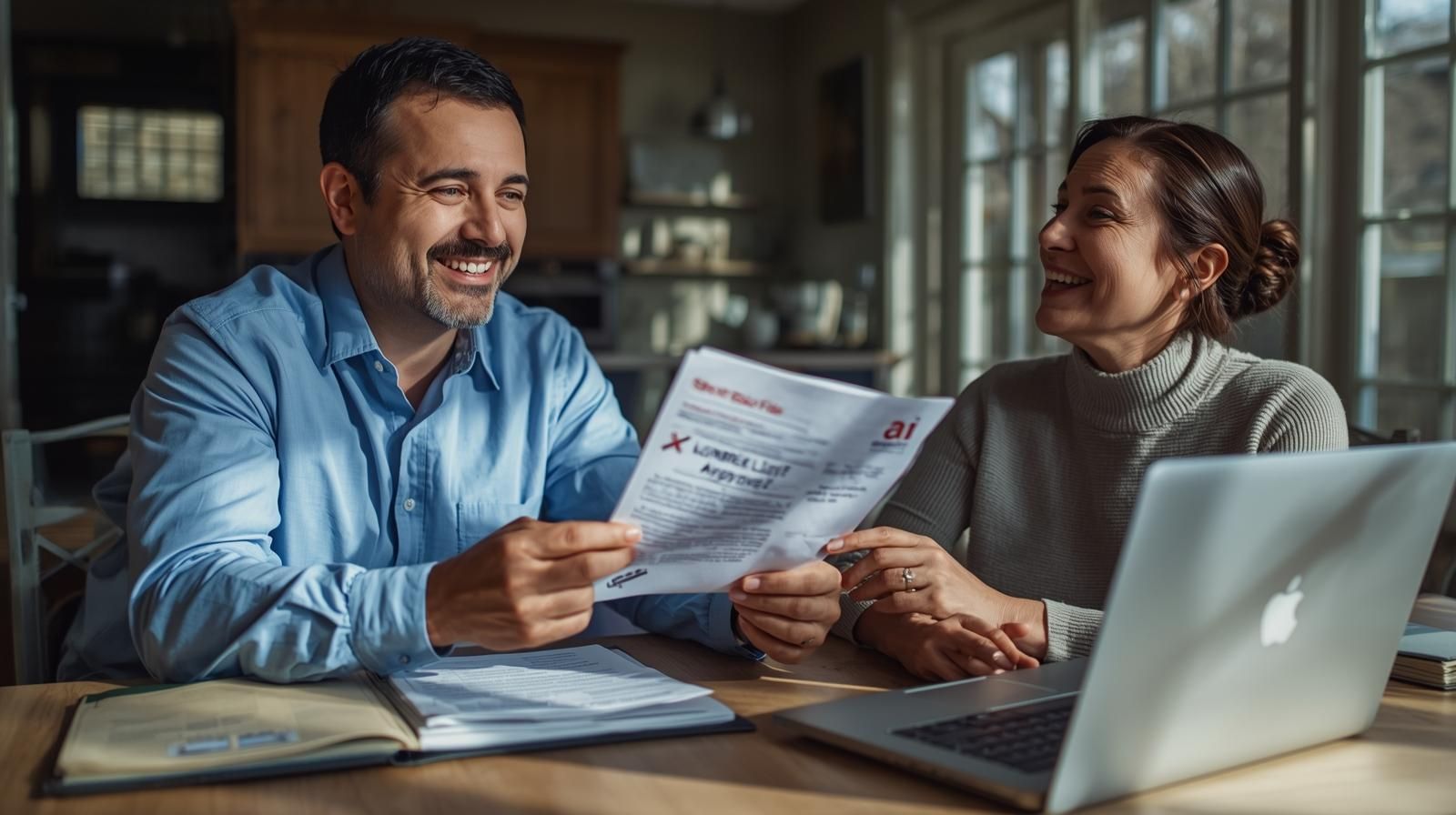 Realtor presenting short sale approval letter to relieved North Haledon homeowner, symbolizing certified expertise and successful foreclosure prevention.