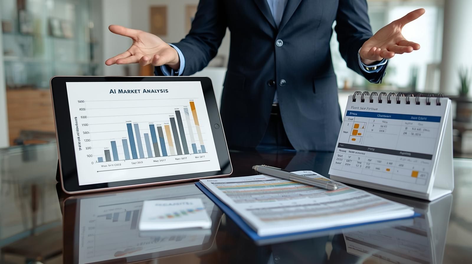 Realtor analyzing AI-powered pricing data and short sale timeline, symbolizing strategic market analysis and expert timing for North Haledon homeowners.