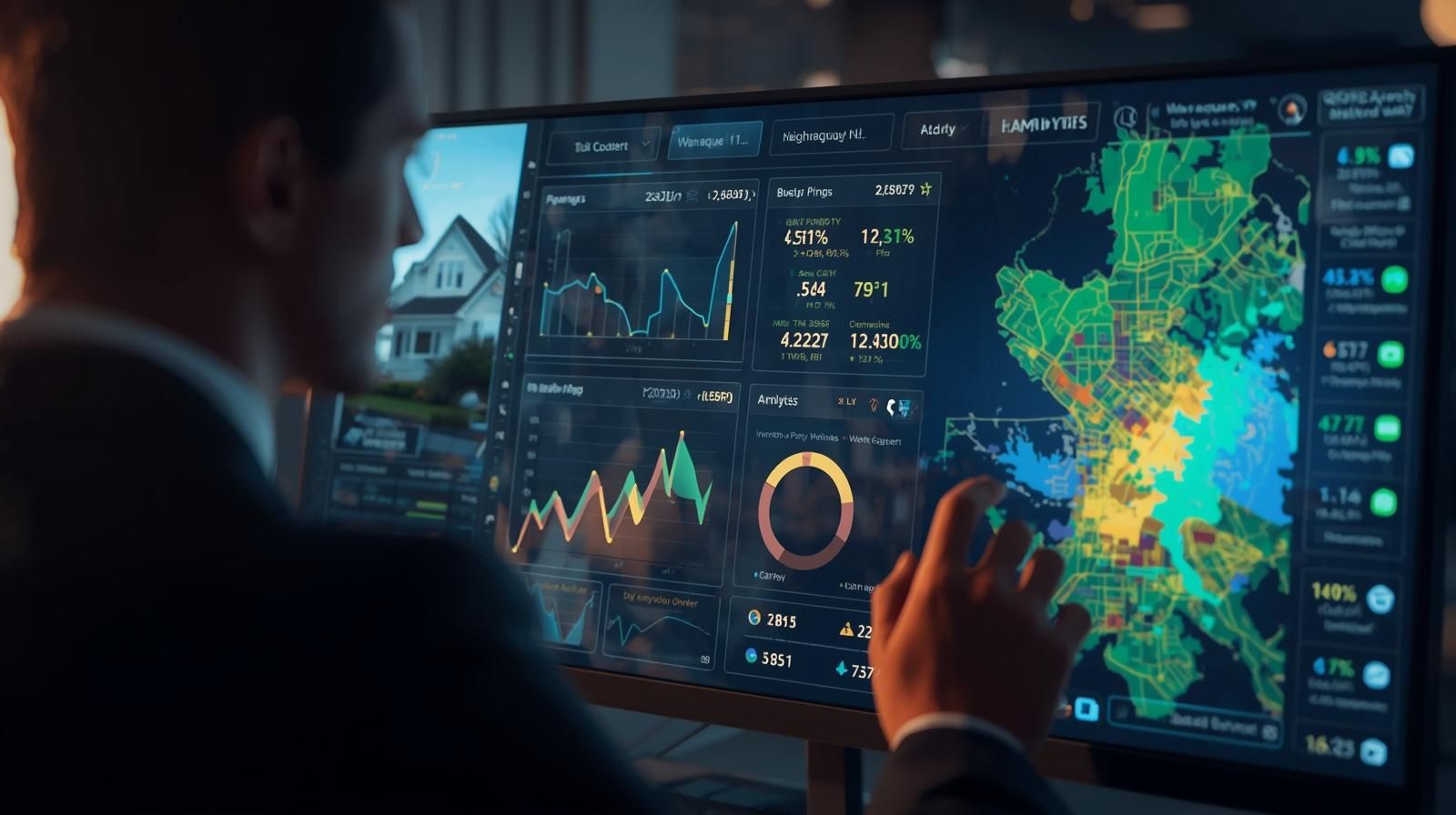 AI-powered real estate marketing dashboard showing buyer trends and pricing data for homes in Wanaque NJ.