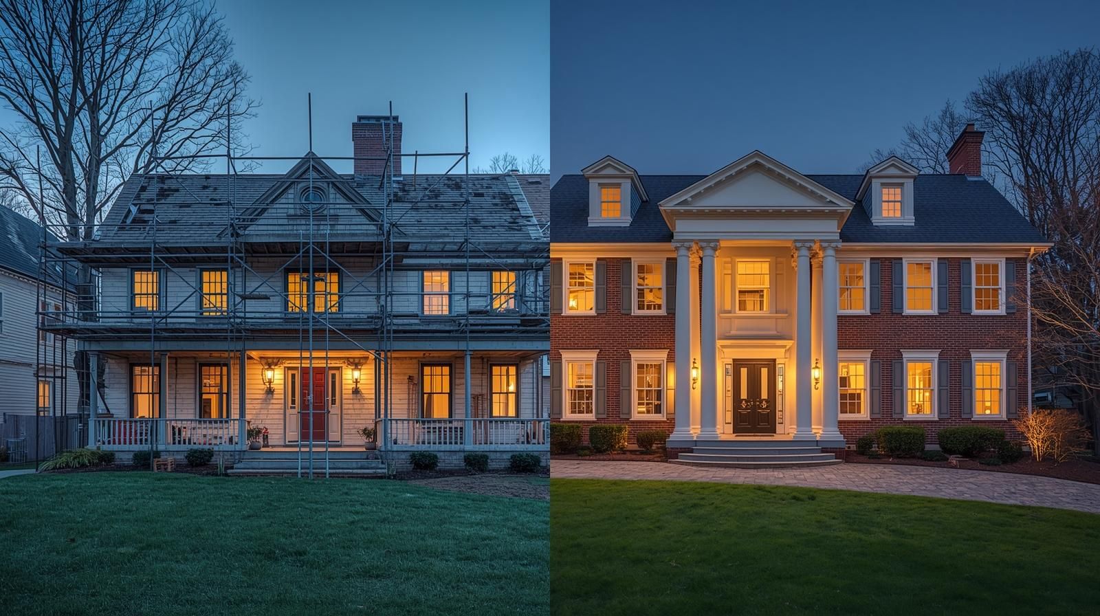 New construction homes rising in Paramus NJ showing the transformation from older properties to modern luxury residences in Bergen County.