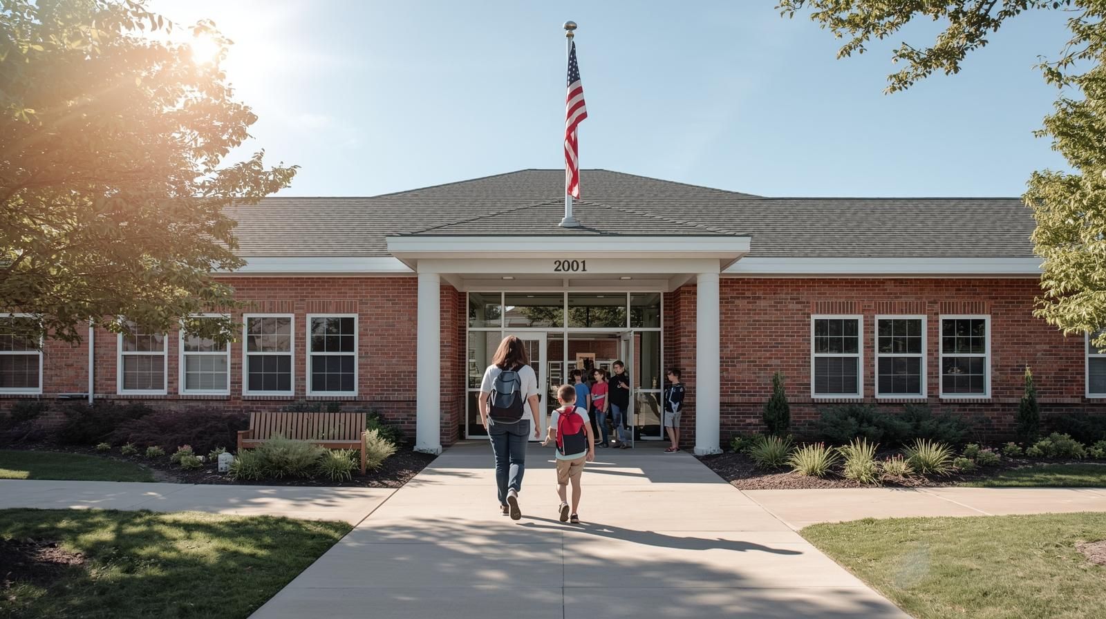 Parents and children walking to school in Woodland Park NJ, highlighting excellent local education and family appeal near Woodland Park NJ homes for sale.
