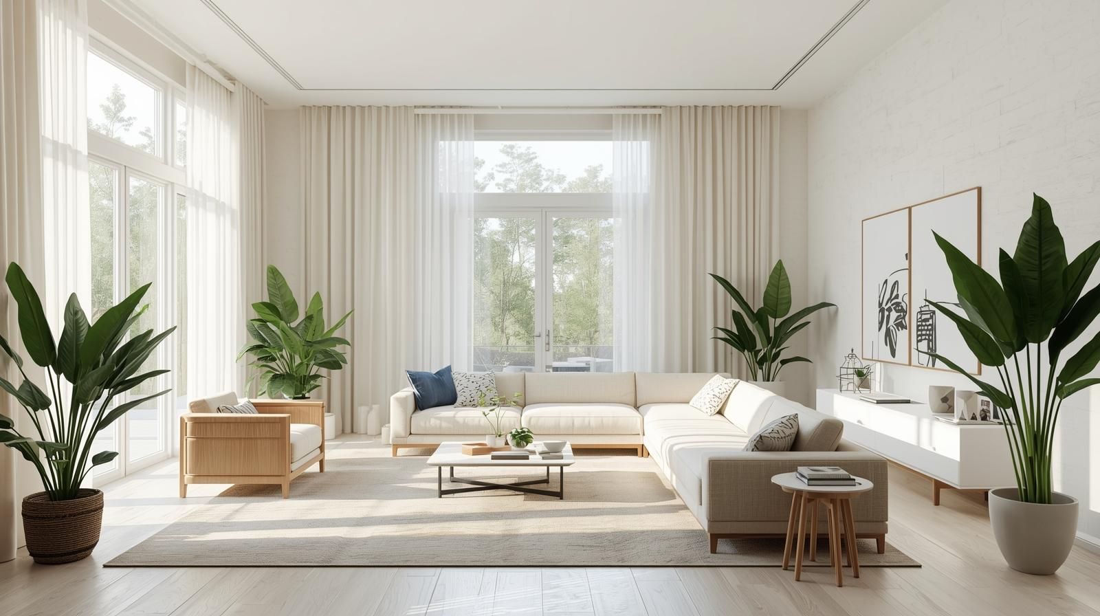 Staged Woodland Park NJ living room with neutral d&eacute;cor, bright lighting, and open layout after home staging.