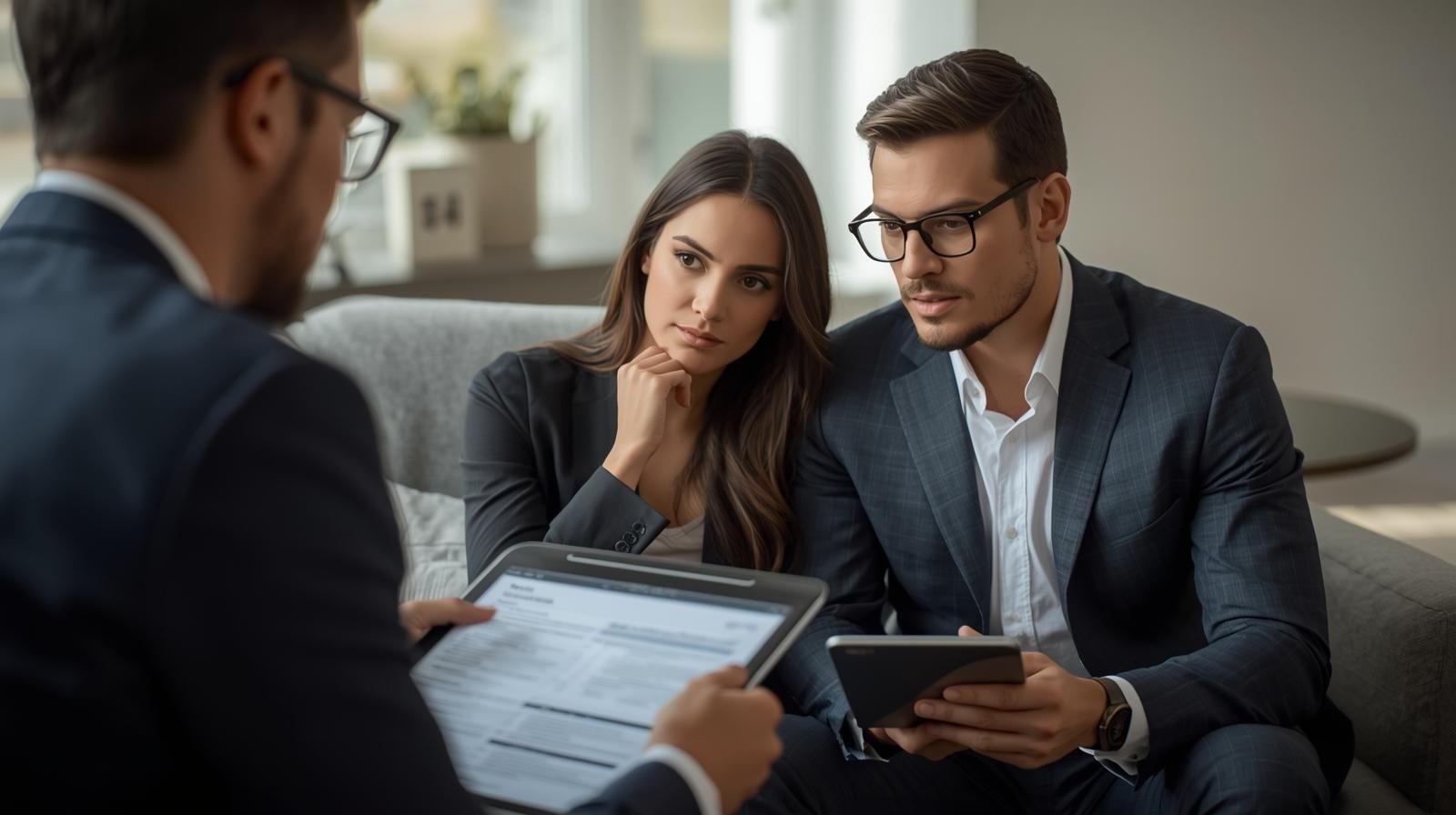 First-time home buyers reviewing a purchase offer with an experienced buyer&rsquo;s real estate agent in North Jersey, discussing offer structure, timing, and negotiation strategy to win a home without overpaying.