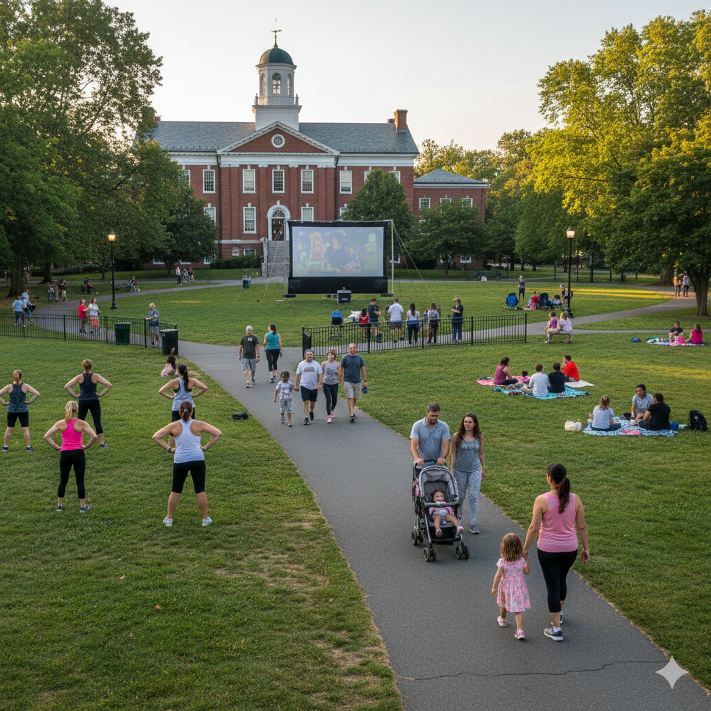 Community events this weekend in NJ showing families enjoying local park and town activities