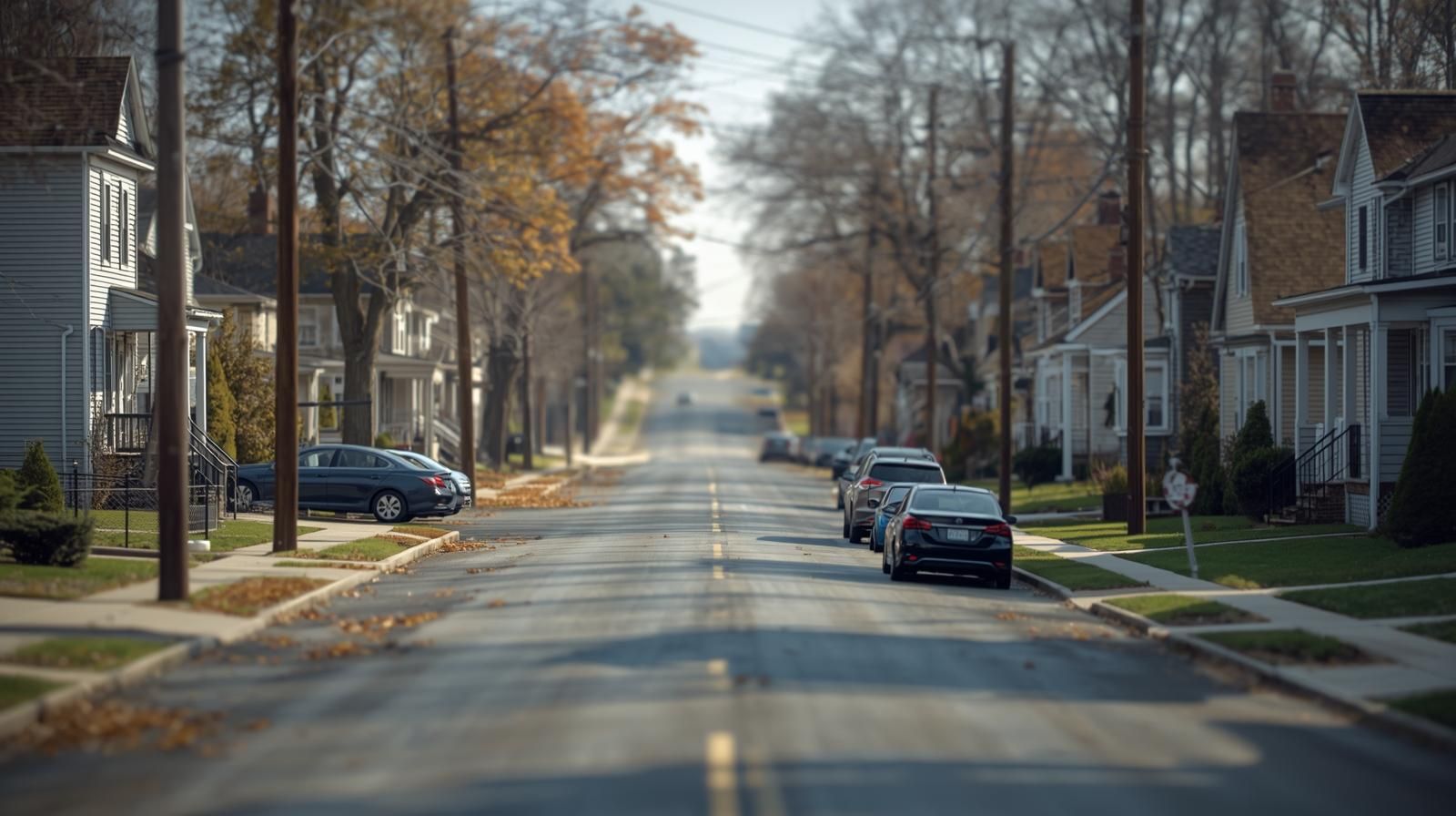 Quiet residential street in South Hackensack, NJ showing one- and two-family homes, tree-lined sidewalks, curbside parking, and subtle neighborhood differences that help buyers compare streets and lifestyle fit.