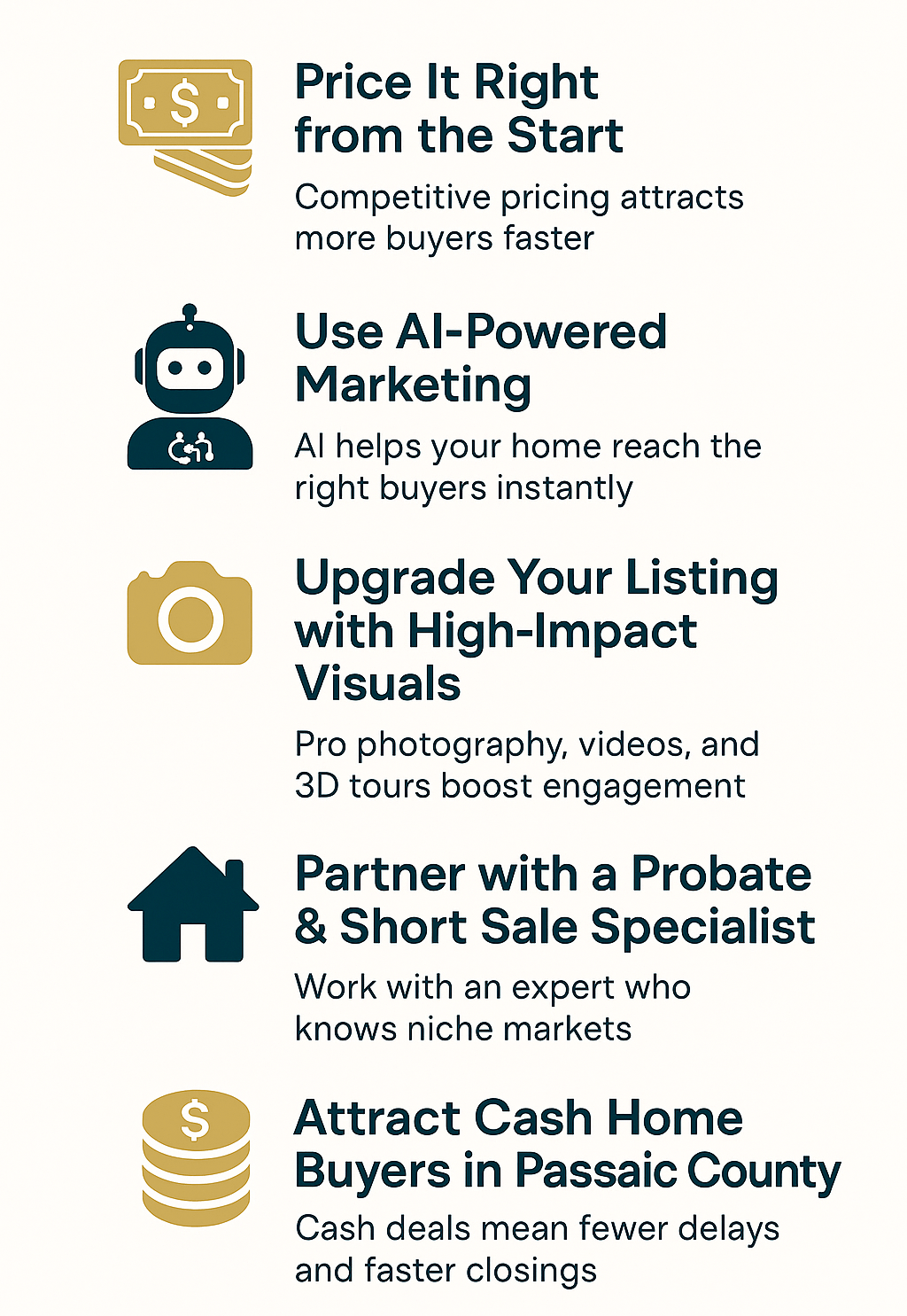 Top strategies to sell my house fast in Passaic County NJ infographic