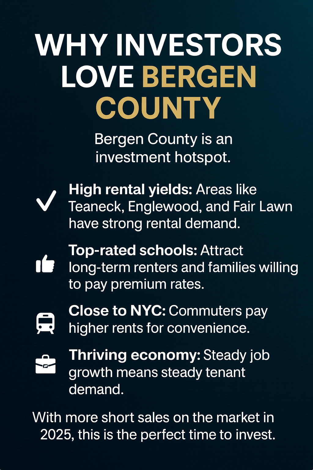 Infographic explaining the Hackensack NJ Short Sale Guide 2025, showing what a short sale is, its benefits over foreclosure, the process timeline, and tips for selling fast in Bergen County.