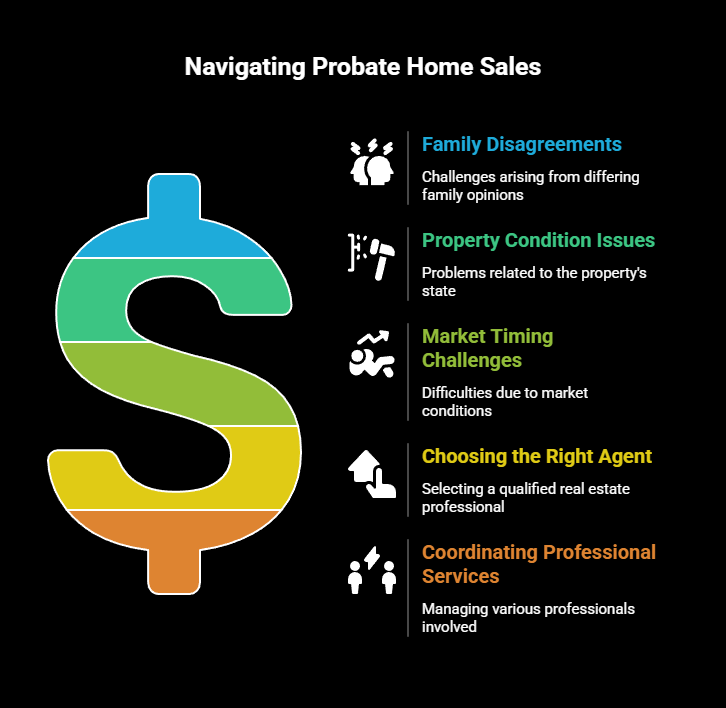 Common challenges in probate home sales Essex County including family disagreements, property issues, market timing, and choosing the right agent.