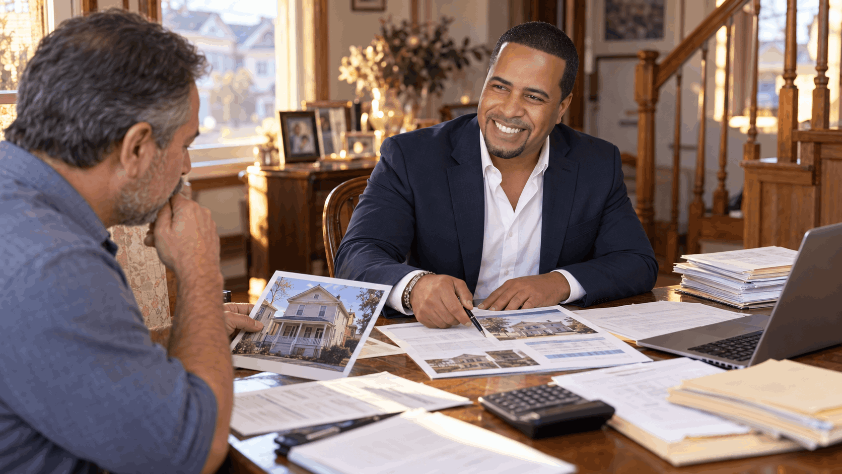 Johnny Rodriguez, North Jersey probate Realtor, helping an out-of-state heir review property documents, liens, and selling options for an inherited house in Paterson, NJ.