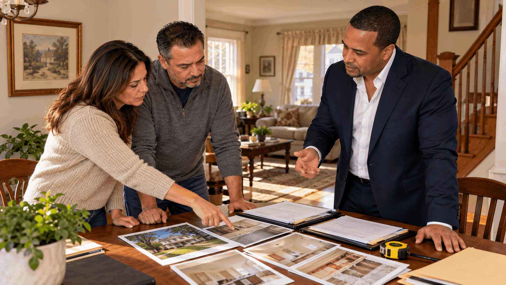 Clifton NJ probate real estate specialist reviewing inherited home repair costs, property condition, and selling strategies with estate representatives before listing a probate house.