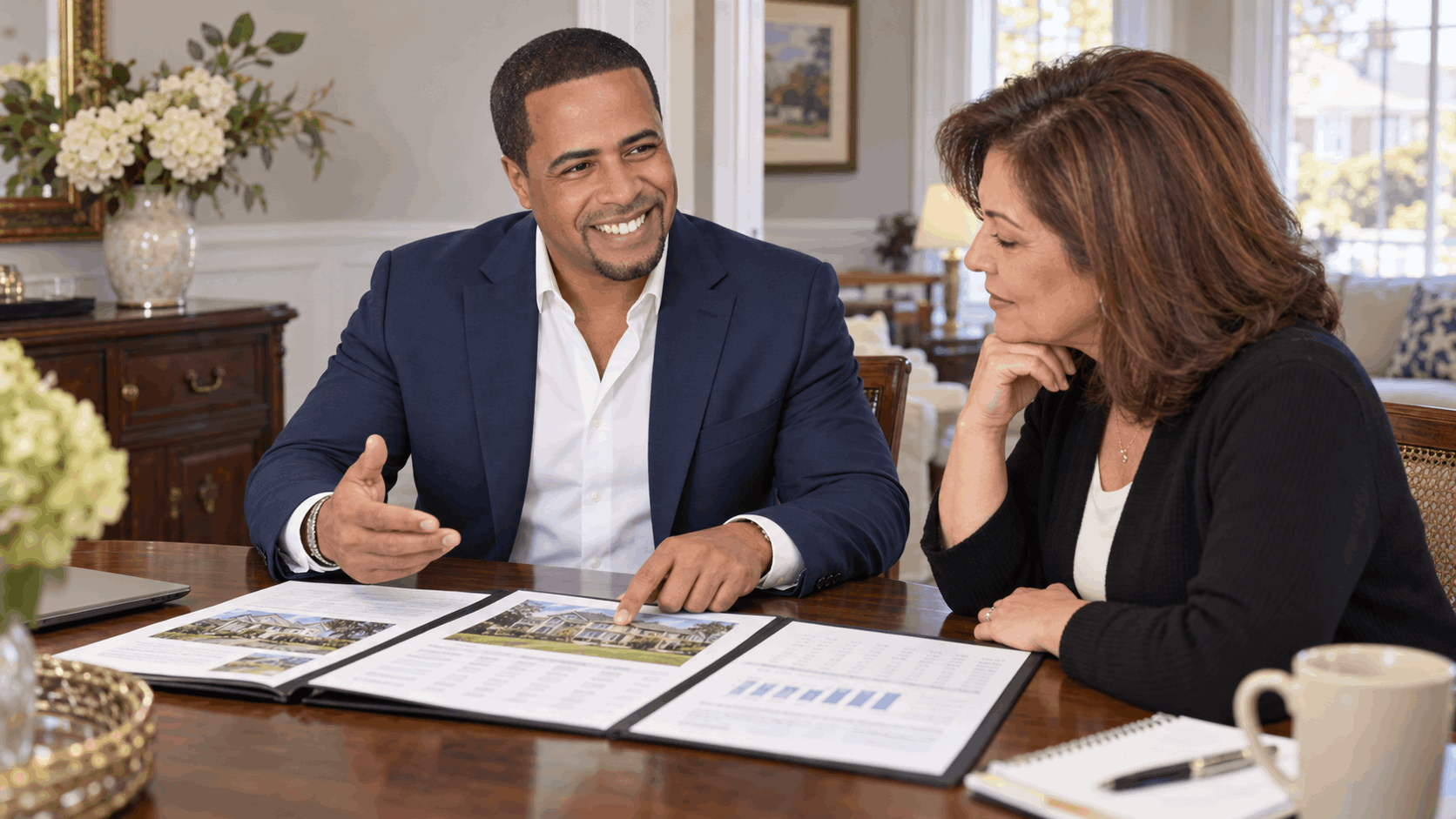 Johnny Rodriguez, Clifton NJ probate real estate specialist, reviewing inherited property values, selling costs, and probate home sale strategies with an estate executor.