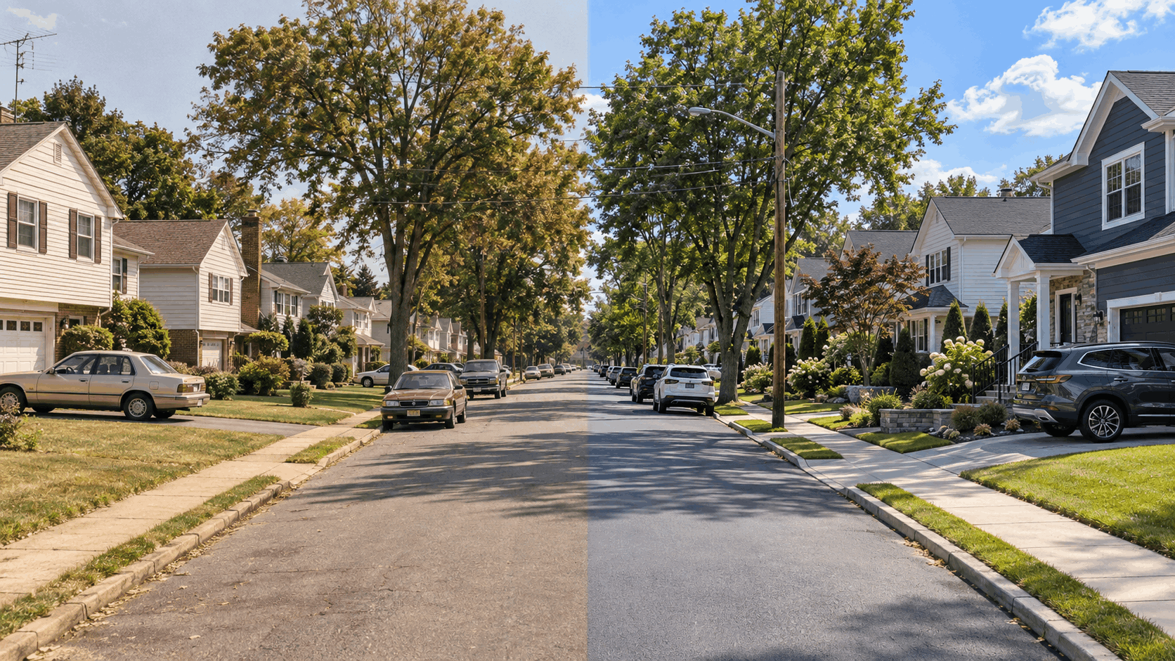 Clifton NJ residential street comparison showing neighborhood homes and property changes from the early 1990s to 2026.