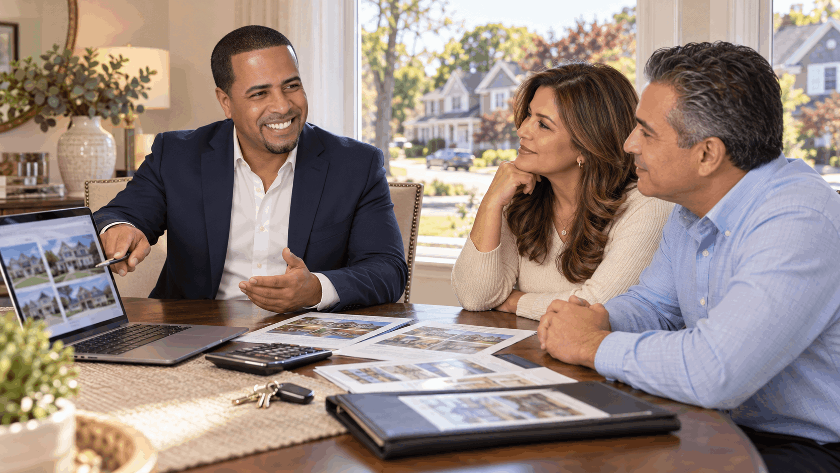 North Jersey real estate agent conducting a home valuation consultation with Clifton, NJ homeowners, reviewing comparable home sales, property pricing, and market value.