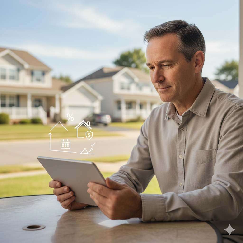 Homeowner reviewing financial information as housing costs rise in Passaic County, NJ, illustrating the 2026 economic landscape and growing economic hardship for homeowners.