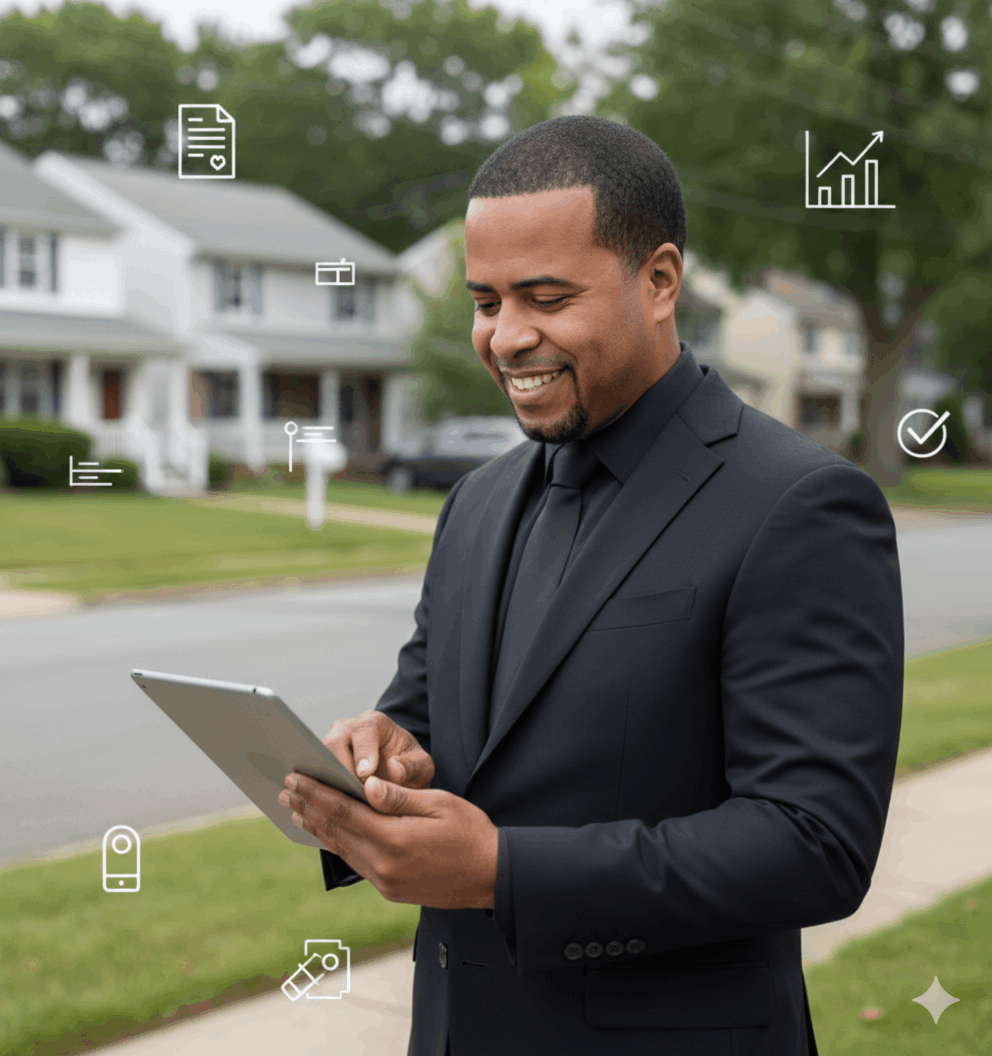 Professional real estate agent reviewing short sale market trends on a tablet in Passaic County, NJ, illustrating Passaic County short sale 2026 preparation and strategy.