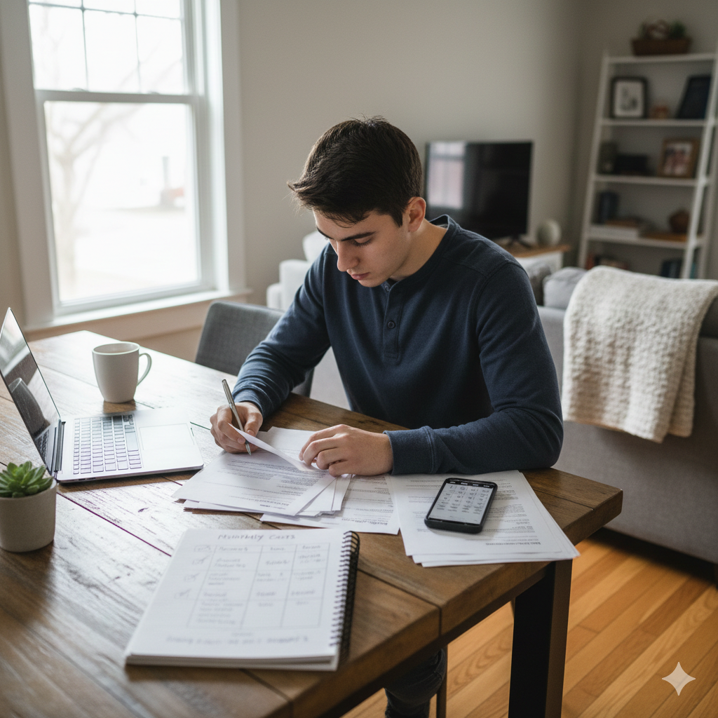 First home Gen Z Passaic buyers reviewing the home buying process and monthly costs